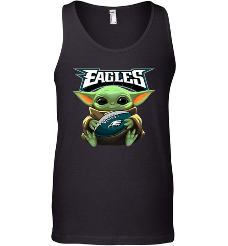 Baby Yoda Loves The Philadelphia Eagles Star Wars Baby Yoda Hugs Eagles NFL Mens Tank Top Mens Tank Top / Black / XS Mens Tank Top - VeigarTee