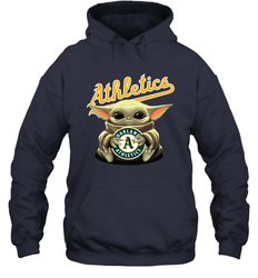 Baby Yoda Hugs Loves The Oakland Athletics Baseball Adult Hoodie Sweatshirt