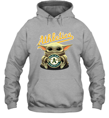 Baby Yoda Hugs Loves The Oakland Athletics Baseball Adult Hoodie Sweatshirt Adult Hoodie Sweatshirt - VeigarTee