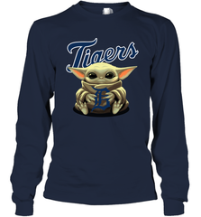 Baby Yoda Hugs Loves The Detroit Tigers Baseball Adult Long Sleeve T-Shirt Adult Long Sleeve T-Shirt - VeigarTee