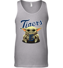 Baby Yoda Hugs Loves The Detroit Tigers Baseball Mens Tank Top Mens Tank Top - VeigarTee