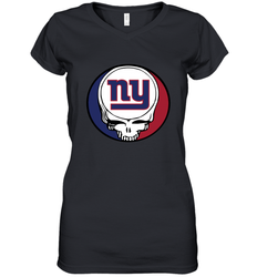 New York Giants Grateful Dead Steal Your Face NFL Football Womens V-Neck T-Shirt