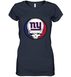 New York Giants Grateful Dead Steal Your Face NFL Football Womens V-Neck T-Shirt