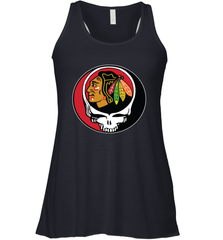 Chicago Blackhawks Grateful Dead Steal Your Face Hockey NHL Womens Racerback Tank Top Womens Racerback Tank Top - VeigarTee