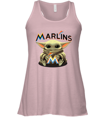 Baby Yoda Hugs Loves The Miami Marlins Baseball Womens Racerback Tank Top Womens Racerback Tank Top - VeigarTee