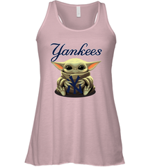 Baby Yoda Hugs Loves The New York Yankees Baseball Womens Racerback Tank Top Womens Racerback Tank Top - VeigarTee
