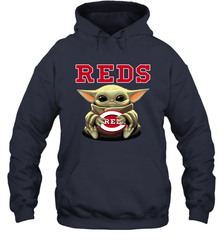 Baby Yoda Hugs Loves The Cincinnati Reds Baseball Adult Hoodie Sweatshirt Adult Hoodie Sweatshirt - VeigarTee