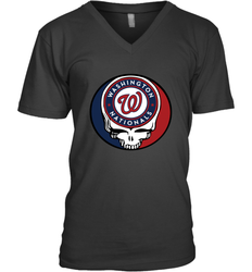 Washington Nationals Grateful Dead Steal Your Face Baseball Mens V-Neck T-Shirt