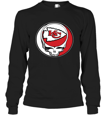 Kansas City Chiefs Grateful Dead Steal Your Face NFL Football Adult Long Sleeve T-Shirt Adult Long Sleeve T-Shirt / Black / S Adult Long Sleeve T-Shirt - VeigarTee