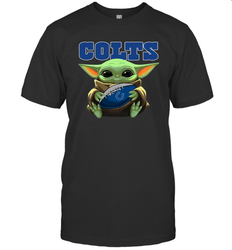 Baby Yoda Loves The Indianapolis Colts Star Wars Baby Yoda Hugs Colts NFL Mens T-Shirt