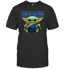 Baby Yoda Loves The Indianapolis Colts Star Wars Baby Yoda Hugs Colts NFL Mens T-Shirt Mens T-Shirt - VeigarTee