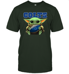Baby Yoda Loves The Indianapolis Colts Star Wars Baby Yoda Hugs Colts NFL Mens T-Shirt Mens T-Shirt - VeigarTee