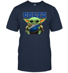 Baby Yoda Loves The Indianapolis Colts Star Wars Baby Yoda Hugs Colts NFL Mens T-Shirt