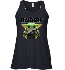 Baby Yoda Loves The Oakland Raiders Star Wars Baby Yoda Hugs Raiders NFL Womens Racerback Tank Top Womens Racerback Tank Top - VeigarTee