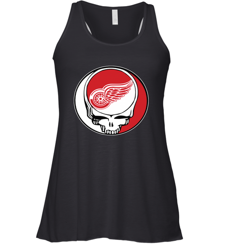 Detroit Red Wings Grateful Dead Steal Your Face Hockey NHL Womens Racerback Tank Top Womens Racerback Tank Top / Black / XS Womens Racerback Tank Top - VeigarTee