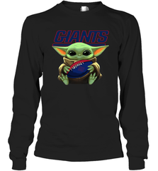 Baby Yoda Loves The New York Giants Star Wars Baby Yoda Hugs Giants NFL Adult Long Sleeve T-Shirt Adult Long Sleeve T-Shirt - VeigarTee