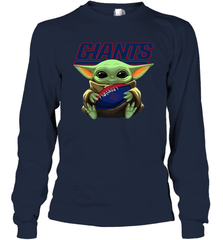 Baby Yoda Loves The New York Giants Star Wars Baby Yoda Hugs Giants NFL Adult Long Sleeve T-Shirt Adult Long Sleeve T-Shirt - VeigarTee