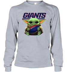 Baby Yoda Loves The New York Giants Star Wars Baby Yoda Hugs Giants NFL Adult Long Sleeve T-Shirt Adult Long Sleeve T-Shirt - VeigarTee