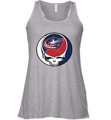 Columbus Blue Grateful Dead Steal Your Face Hockey NHL Womens Racerback Tank Top Womens Racerback Tank Top - VeigarTee