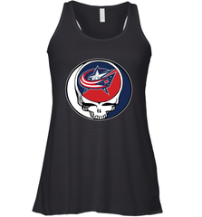 Columbus Blue Grateful Dead Steal Your Face Hockey NHL Womens Racerback Tank Top Womens Racerback Tank Top - VeigarTee