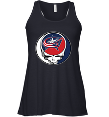 Columbus Blue Grateful Dead Steal Your Face Hockey NHL Womens Racerback Tank Top Womens Racerback Tank Top - VeigarTee