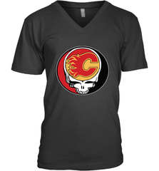 Calgary Flames Grateful Dead Steal Your Face Hockey NHL Mens V-Neck T-Shirt Mens V-Neck T-Shirt - VeigarTee