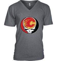 Calgary Flames Grateful Dead Steal Your Face Hockey NHL Mens V-Neck T-Shirt Mens V-Neck T-Shirt - VeigarTee