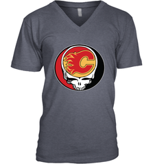 Calgary Flames Grateful Dead Steal Your Face Hockey NHL Mens V-Neck T-Shirt Mens V-Neck T-Shirt - VeigarTee
