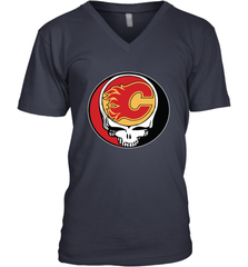 Calgary Flames Grateful Dead Steal Your Face Hockey NHL Mens V-Neck T-Shirt Mens V-Neck T-Shirt - VeigarTee