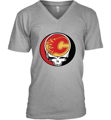 Calgary Flames Grateful Dead Steal Your Face Hockey NHL Mens V-Neck T-Shirt Mens V-Neck T-Shirt - VeigarTee
