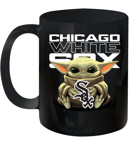 Baby Yoda Hugs Loves The Chicago White Sox Baseball Ceramic Mug 11oz Ceramic Mug 11oz / Black / 11oz Ceramic Mug 11oz - VeigarTee