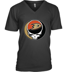 Anaheim Ducks Grateful Dead Steal Your Face Hockey NHL Mens V-Neck T-Shirt Mens V-Neck T-Shirt - VeigarTee