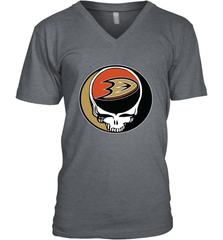 Anaheim Ducks Grateful Dead Steal Your Face Hockey NHL Mens V-Neck T-Shirt Mens V-Neck T-Shirt - VeigarTee