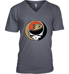 Anaheim Ducks Grateful Dead Steal Your Face Hockey NHL Mens V-Neck T-Shirt Mens V-Neck T-Shirt - VeigarTee