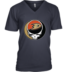 Anaheim Ducks Grateful Dead Steal Your Face Hockey NHL Mens V-Neck T-Shirt Mens V-Neck T-Shirt - VeigarTee