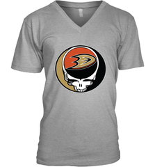Anaheim Ducks Grateful Dead Steal Your Face Hockey NHL Mens V-Neck T-Shirt Mens V-Neck T-Shirt - VeigarTee