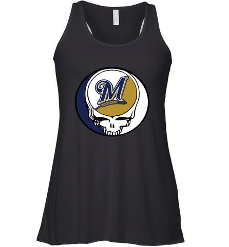 Milwaukee Brewers Grateful Dead Steal Your Face Baseball Womens Racerback Tank Top Womens Racerback Tank Top / Black / XS Womens Racerback Tank Top - VeigarTee