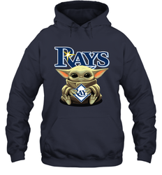 Baby Yoda Hugs Loves The Tampa Bay Rays Baseball Adult Hoodie Sweatshirt