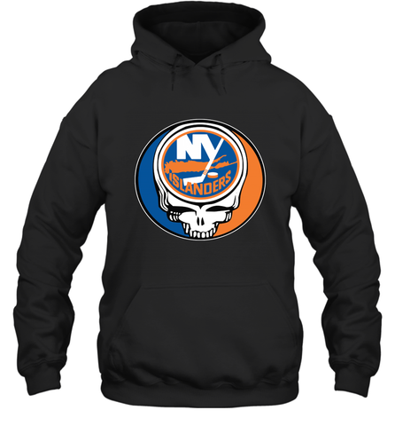 New York Islanders Grateful Dead Steal Your Face Hockey NHL Adult Hoodie Sweatshirt Adult Hoodie Sweatshirt / Black / S Adult Hoodie Sweatshirt - VeigarTee