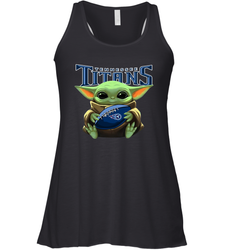 Baby Yoda Loves The Tennessee Titans Star Wars Baby Yoda Hugs Titans NFL Womens Racerback Tank Top