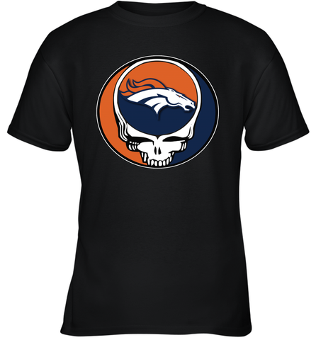 Denver Broncos Grateful Dead Steal Your Face NFL Football Youth T-Shirt Youth T-Shirt / Black / XS Youth T-Shirt - VeigarTee