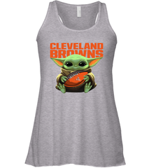 Baby Yoda Loves The Cleveland Browns Star Wars Baby Yoda Hugs Browns NFL Womens Racerback Tank Top Womens Racerback Tank Top - VeigarTee