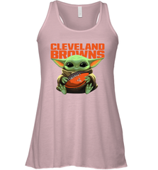 Baby Yoda Loves The Cleveland Browns Star Wars Baby Yoda Hugs Browns NFL Womens Racerback Tank Top Womens Racerback Tank Top - VeigarTee
