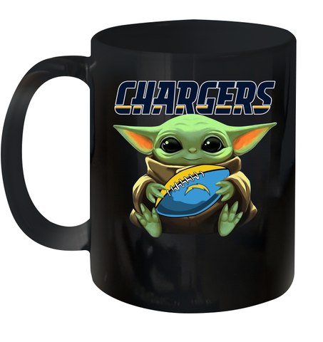 Baby Yoda Loves The Los Angeles Chargers Star Wars Baby Yoda Hugs Chargers NFL Ceramic Mug 11oz Ceramic Mug 11oz / Black / 11oz Ceramic Mug 11oz - VeigarTee