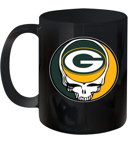 Green Bay Packers Grateful Dead Steal Your Face NFL Football Ceramic Mug 11oz Ceramic Mug 11oz / Black / 11oz Ceramic Mug 11oz - VeigarTee
