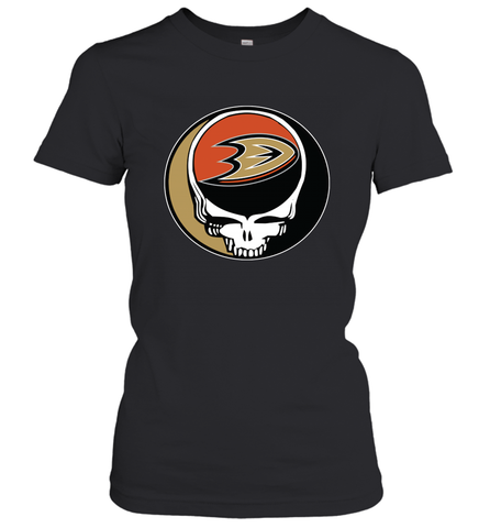 Anaheim Ducks Grateful Dead Steal Your Face Hockey NHL Womens T-Shirt Womens T-Shirt / Black / XS Womens T-Shirt - VeigarTee