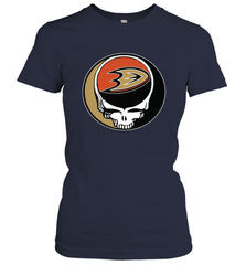 Anaheim Ducks Grateful Dead Steal Your Face Hockey NHL Womens T-Shirt Womens T-Shirt - VeigarTee