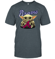 Baby Yoda Hugs Loves The Atlanta Braves Baseball Mens T-Shirt Mens T-Shirt - VeigarTee