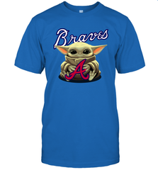 Baby Yoda Hugs Loves The Atlanta Braves Baseball Mens T-Shirt Mens T-Shirt - VeigarTee