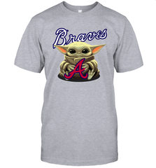 Baby Yoda Hugs Loves The Atlanta Braves Baseball Mens T-Shirt Mens T-Shirt - VeigarTee